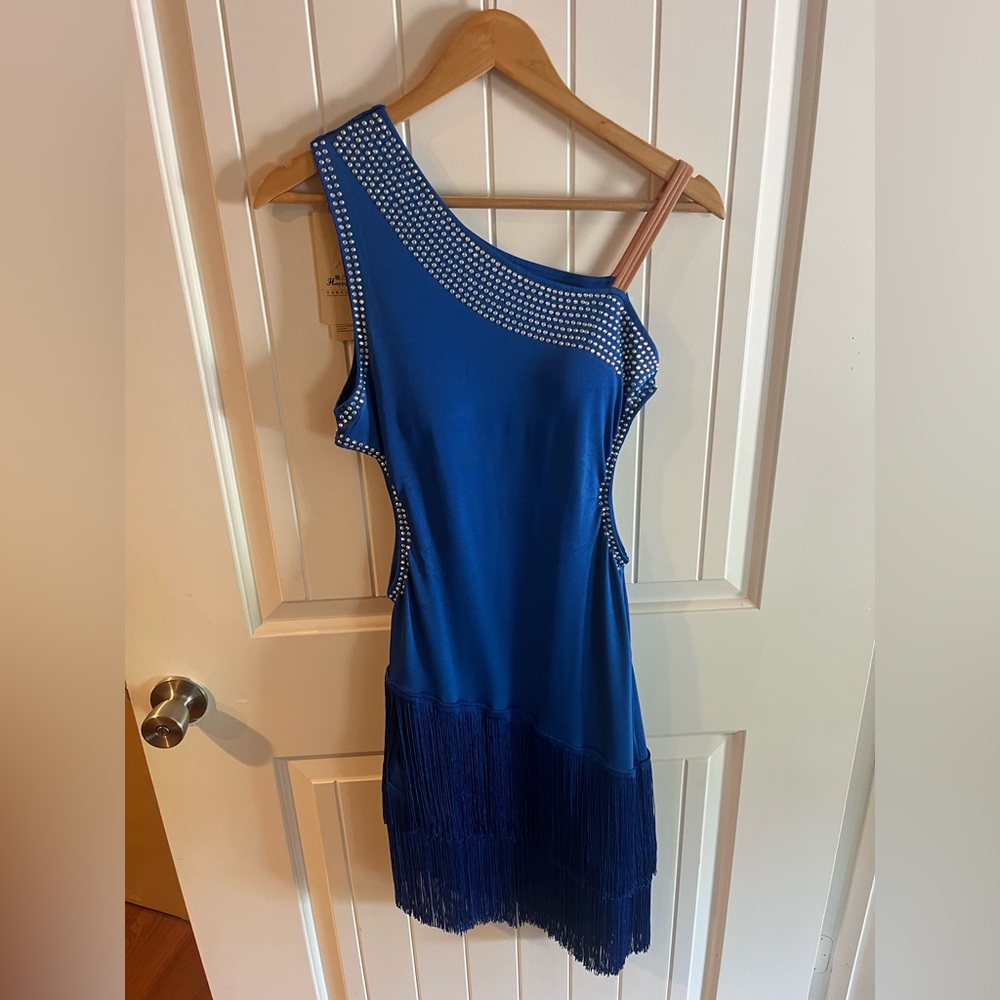 Elegant Blue One-Shoulder Dress